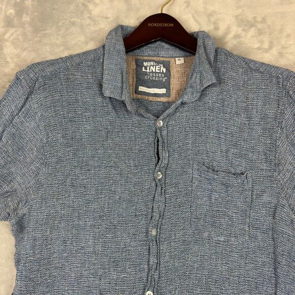 Essex Lane Other - Essex Crossing Shirt Mens Extra Large Blue Washable Montauk Linen Button Pocket